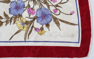 Gabrielli  Vintage Silk Scarf - Flora / Floral Print  -  LARGE