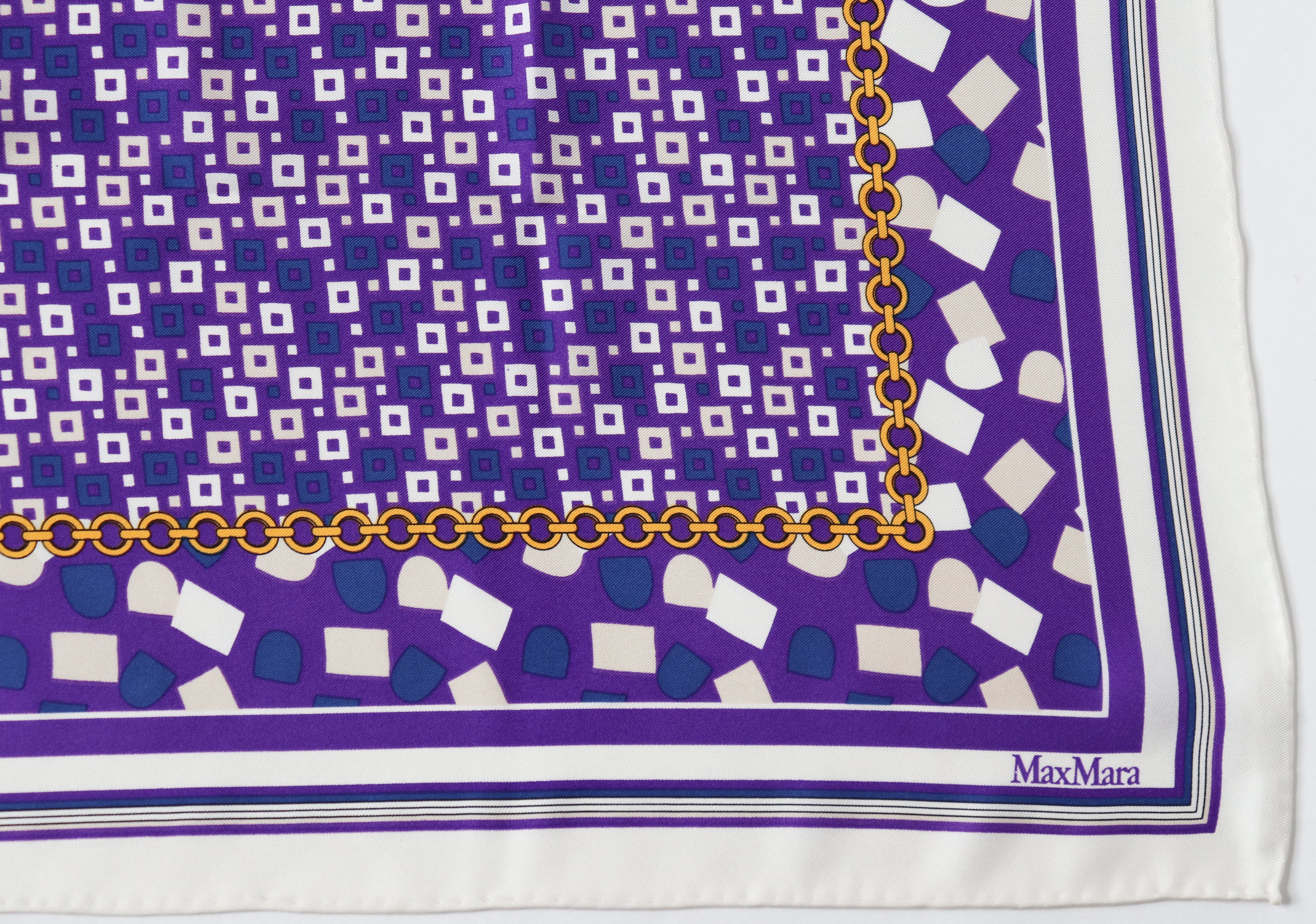Max Mara Silk Scarf - Purple - Geometric / Chains Print - Large