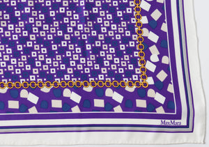 MaxMara Silk Scarf - Purple - Geometric  / Chains Print - Large