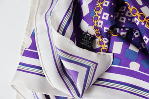 Max Mara Silk Scarf - Purple - Geometric / Chains Print - Large