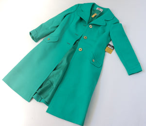 Vintage 1960s Green Coat - Polyamide - Lucie Linden - M  / UK 12 - Label Attached