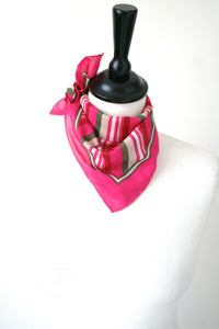 Jaeger pink striped cotton neckerchief scarf