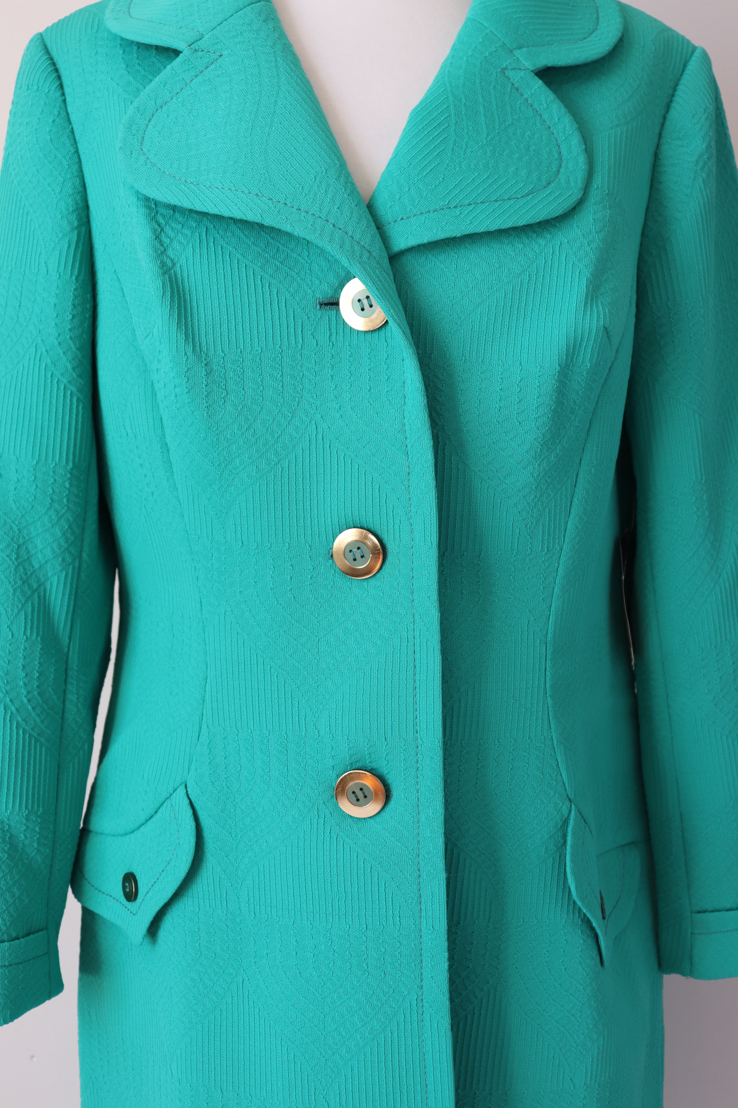 Vintage 1960s Green Coat - Polyamide - Lucie Linden - M  / UK 12 - Label Attached