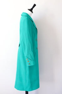 Vintage 1960s Green Coat - Polyamide - Lucie Linden - M  / UK 12 - Label Attached