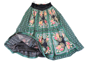 Perry Landhaus Vintage Praire Dirndl Skirt - Cotton - Tirol - Green - Oktoberfest - XXS / XS  - UK 6 / 8