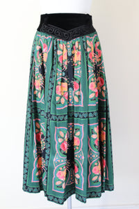 Perry Landhaus Vintage Praire Dirndl Skirt - Cotton - Tirol - Green - Oktoberfest - XXS / XS  - UK 6 / 8