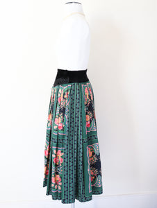 Perry Landhaus Vintage Praire Dirndl Skirt - Cotton - Tirol - Green - Oktoberfest - XXS / XS  - UK 6 / 8