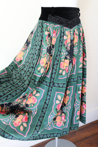 Perry Landhaus Vintage Praire Dirndl Skirt - Cotton - Tirol - Green - Oktoberfest - XXS / XS  - UK 6 / 8