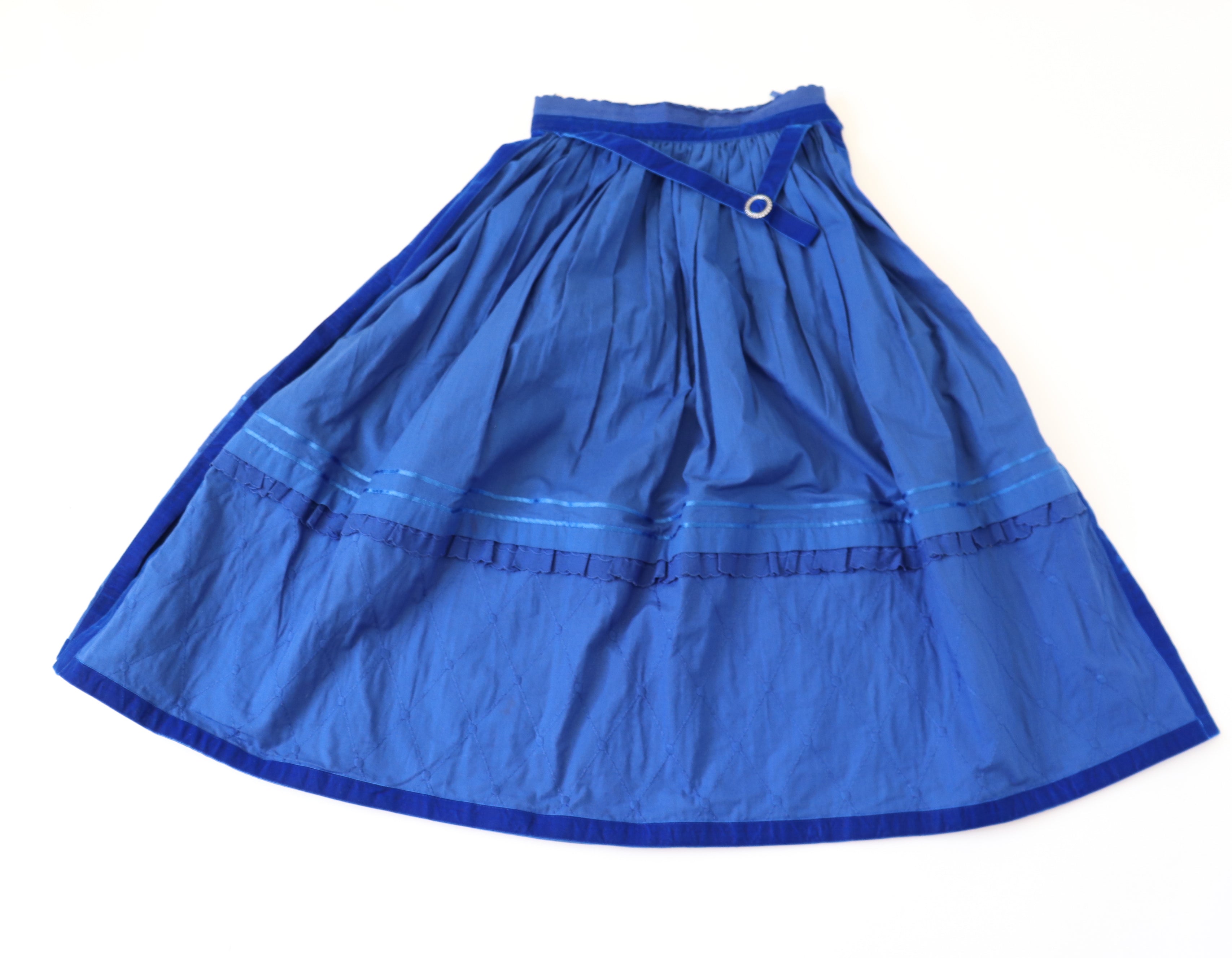 Helene Straber Dindl Skirt - Blue Cotton - Tirol / Oktoberfest - XS / UK 8