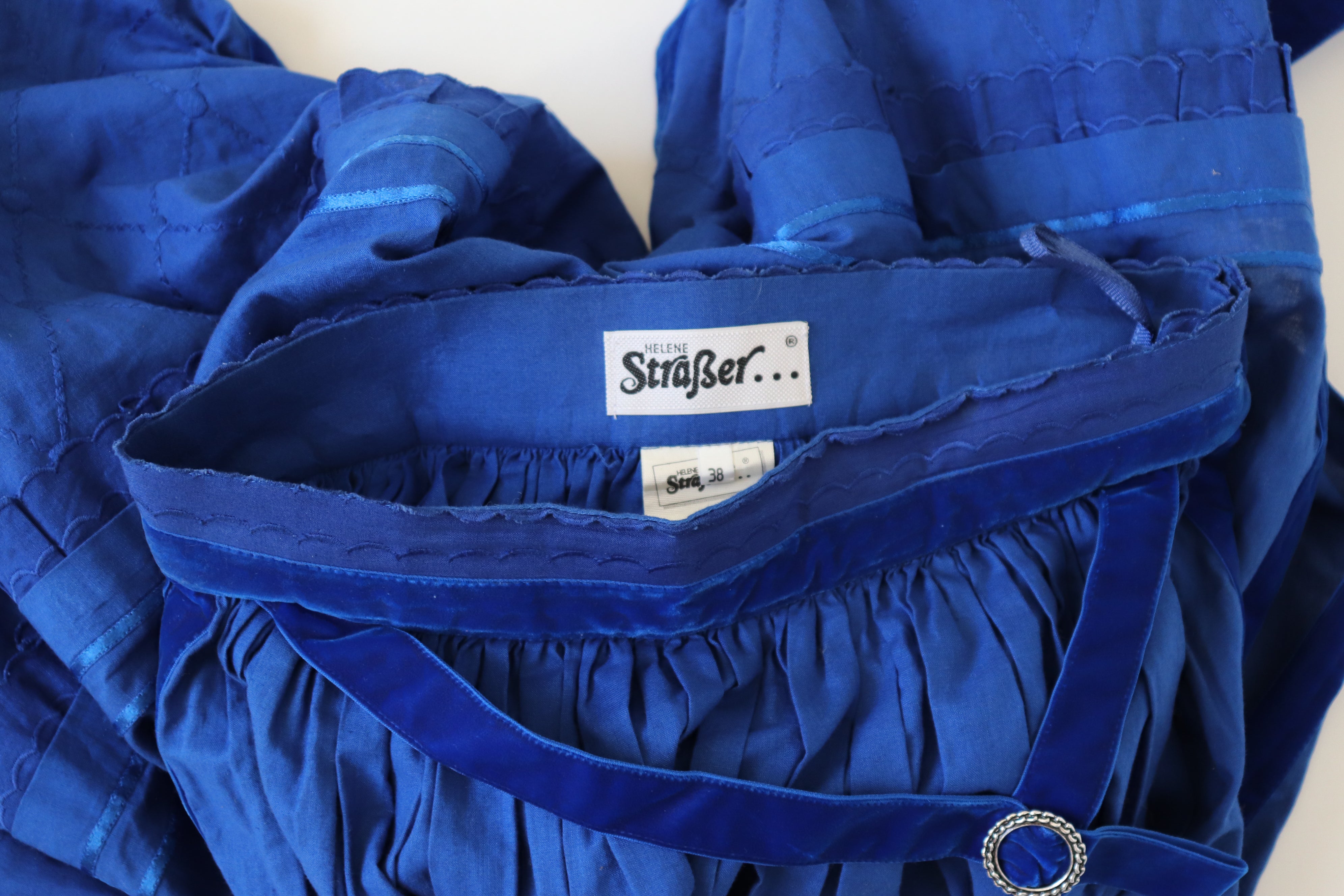 Helene Straber Dindl Skirt - Blue Cotton - Tirol / Oktoberfest - XS / UK 8