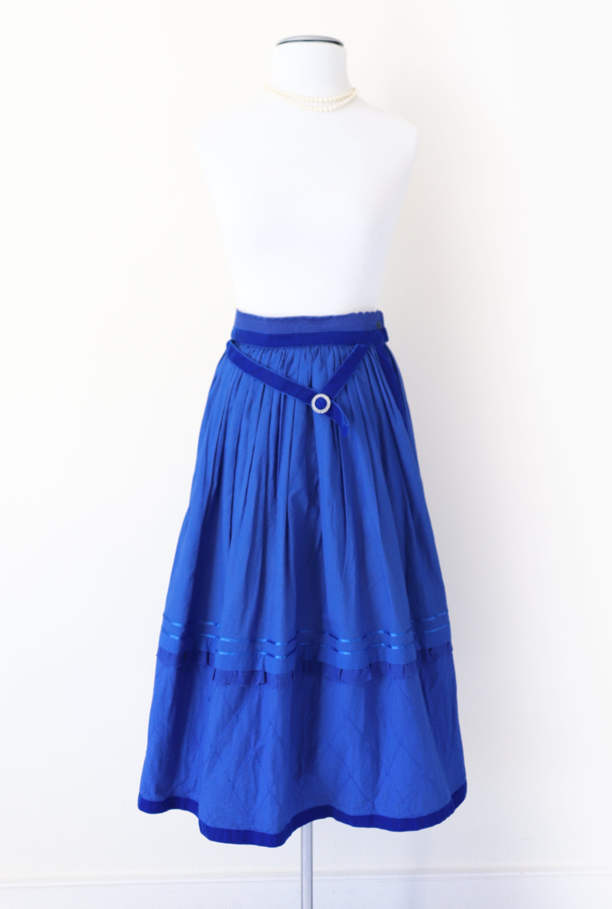 Helene Straber  Dindl Skirt -  Blue Cotton - Tirol / Oktoberfest - XS / UK 8