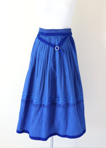 Helene Straber Dindl Skirt - Blue Cotton - Tirol / Oktoberfest - XS / UK 8