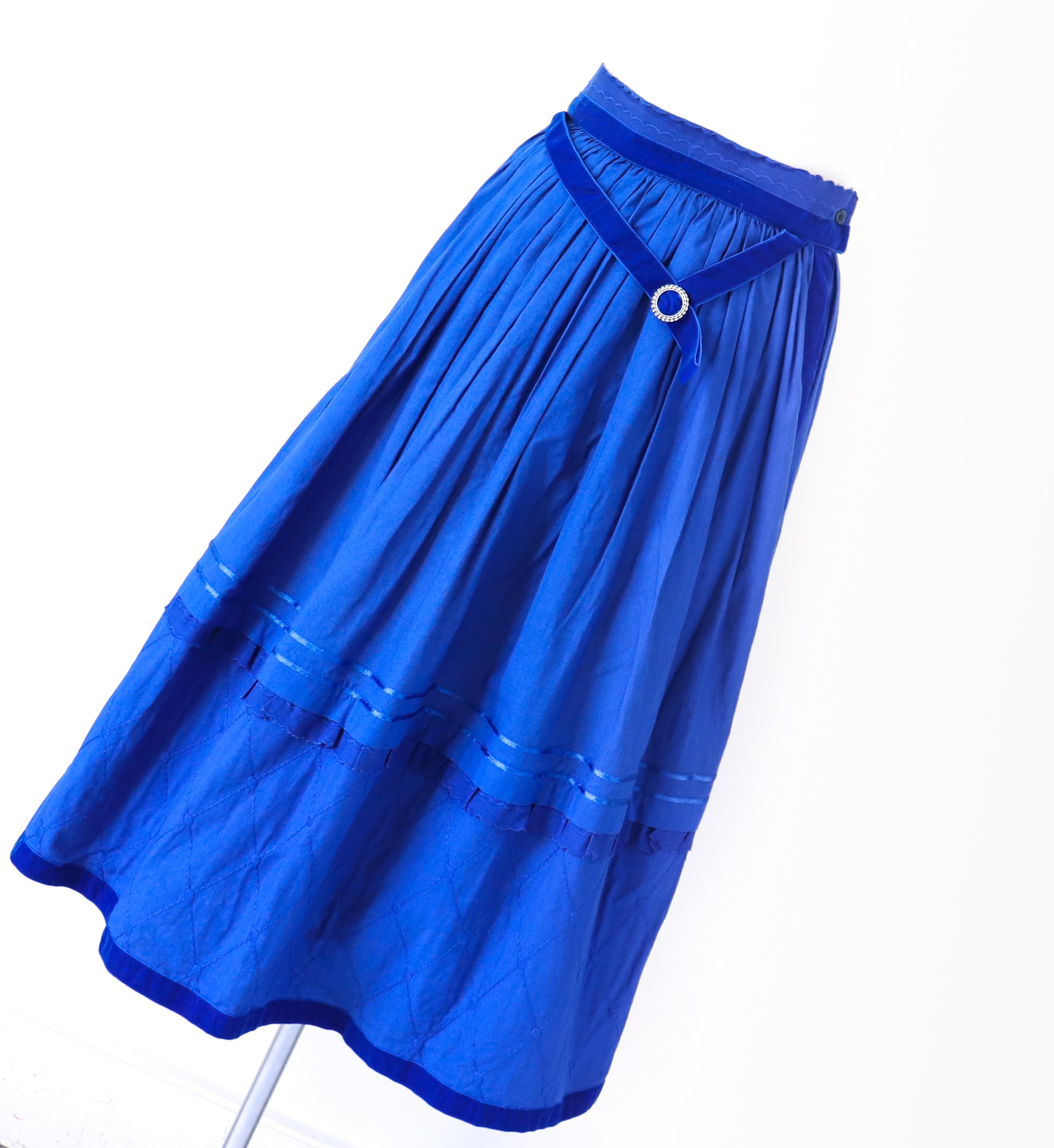 Helene Straber Dindl Skirt - Blue Cotton - Tirol / Oktoberfest - XS / UK 8