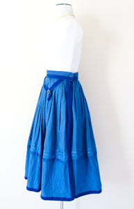 Helene Straber  Dindl Skirt -  Blue Cotton - Tirol / Oktoberfest - XS / UK 8