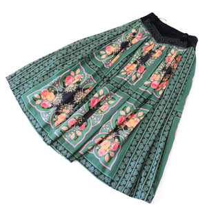 Perry Landhaus Vintage Praire Dirndl Skirt - Cotton - Tirol - Green - Oktoberfest - XXS / XS  - UK 6 / 8