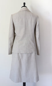 Vintage Jacket & Skirt Suit - Cream / Black Checked Wool - Golden Gate 1970s - S / UK 10