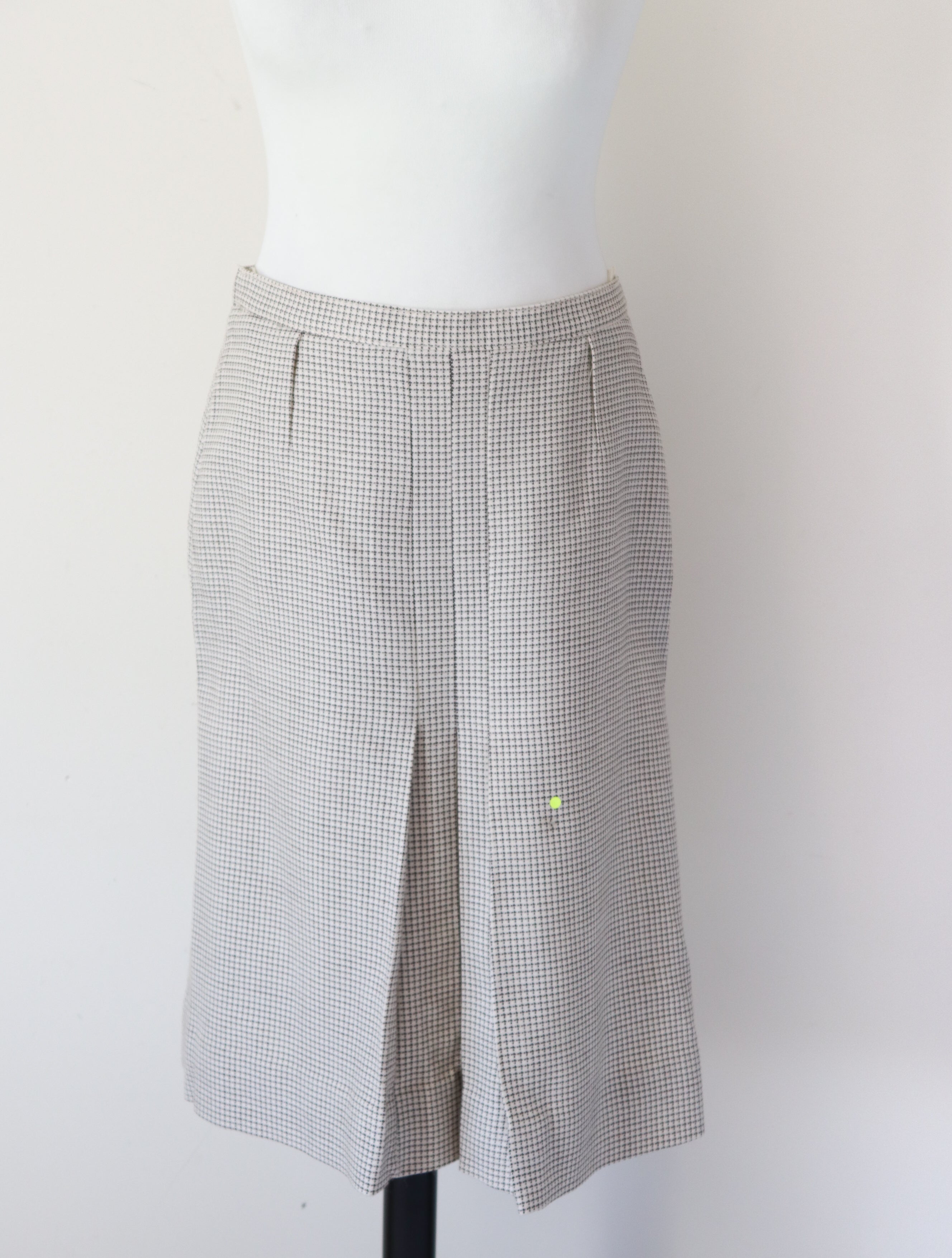 Vintage Jacket & Skirt Suit - Cream / Black Checked Wool - Golden Gate 1970s - S / UK 10