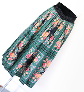 Perry Landhaus Vintage Praire Dirndl Skirt - Cotton - Tirol - Green - Oktoberfest - XXS / XS  - UK 6 / 8
