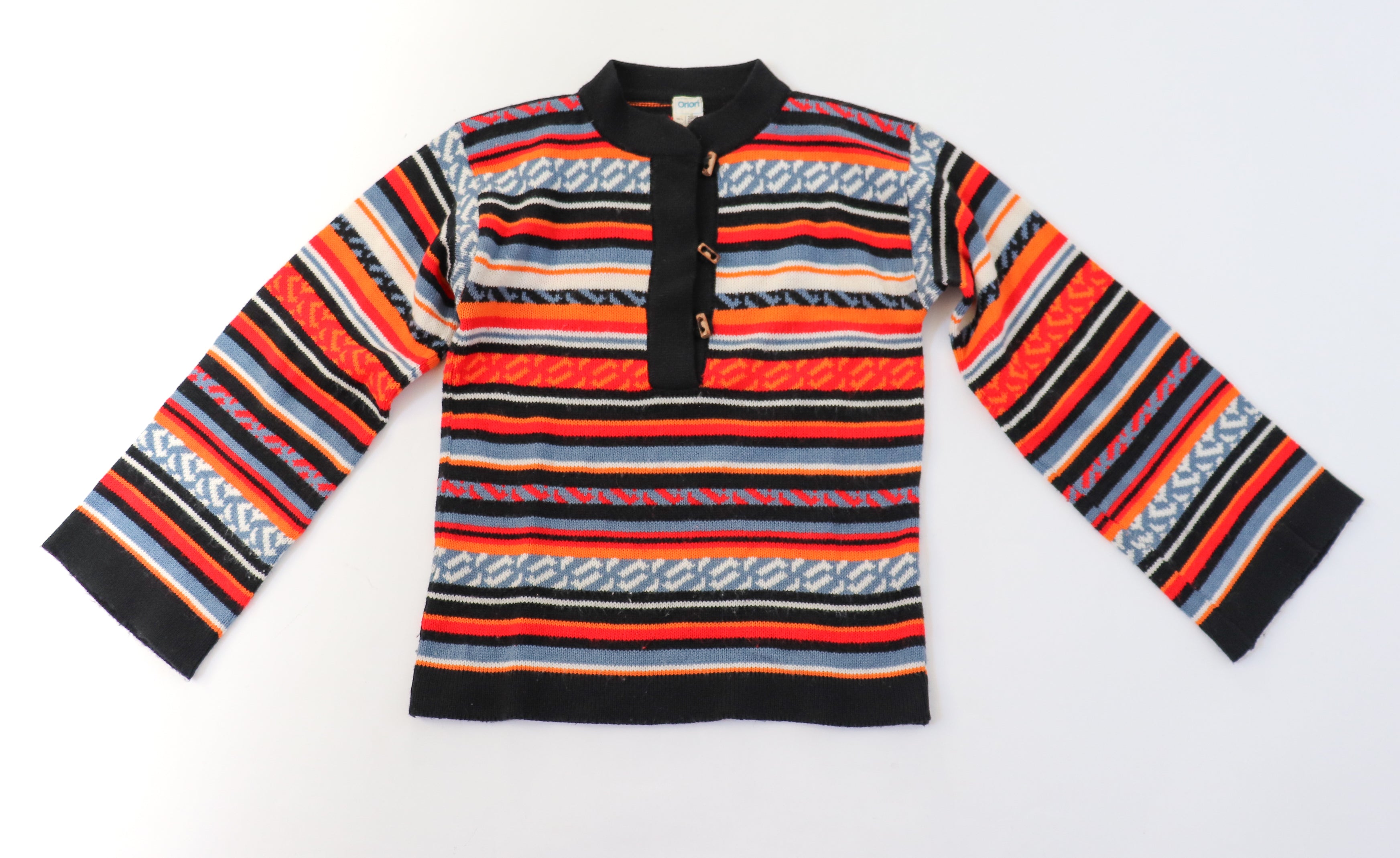 Nordic 1970s Vintage Jumper - Acrylic - Multicolours - XS / S - UK 8 / 10