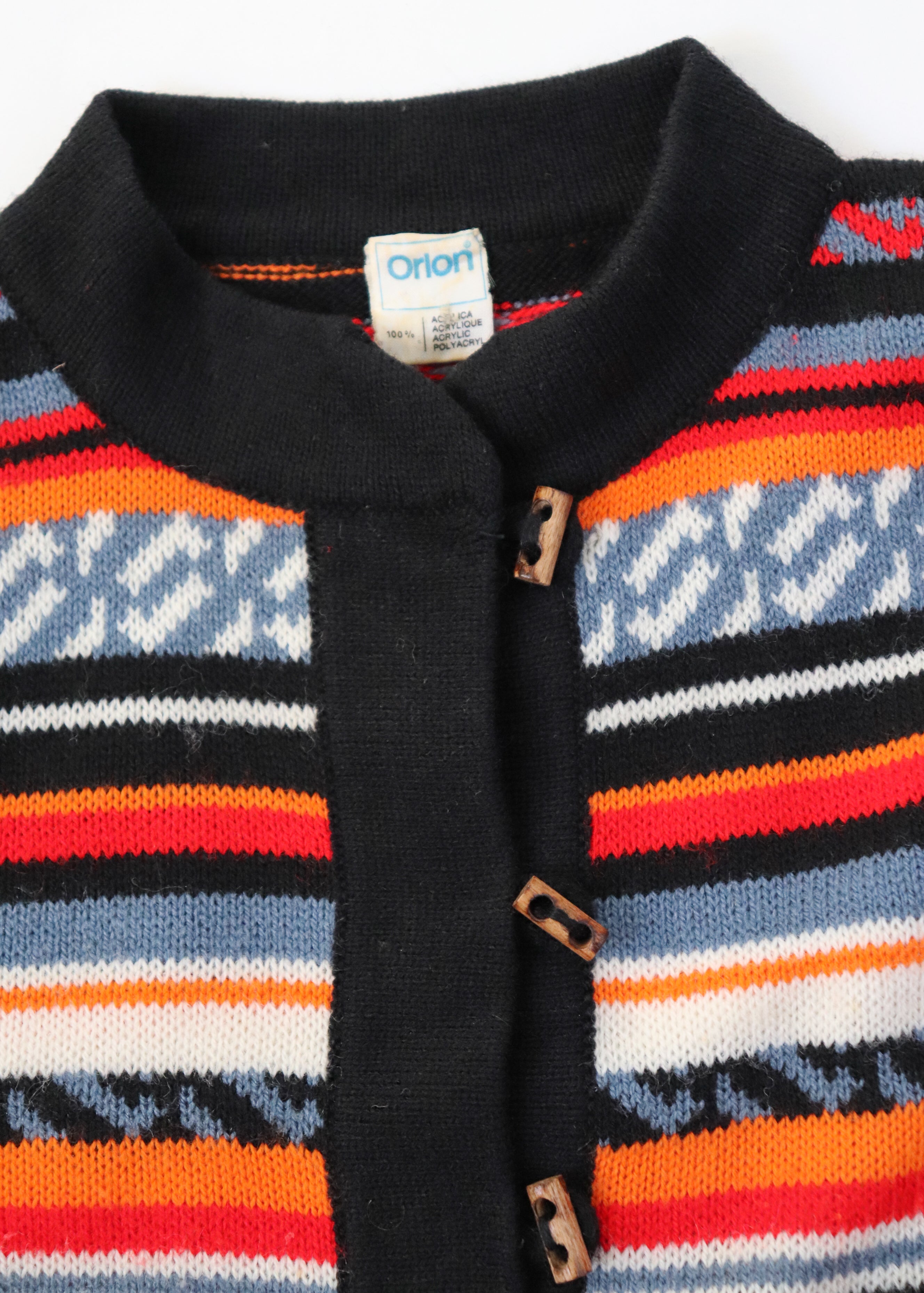 Nordic 1970s Vintage Jumper - Acrylic - Multicolours - XS / S - UK 8 / 10