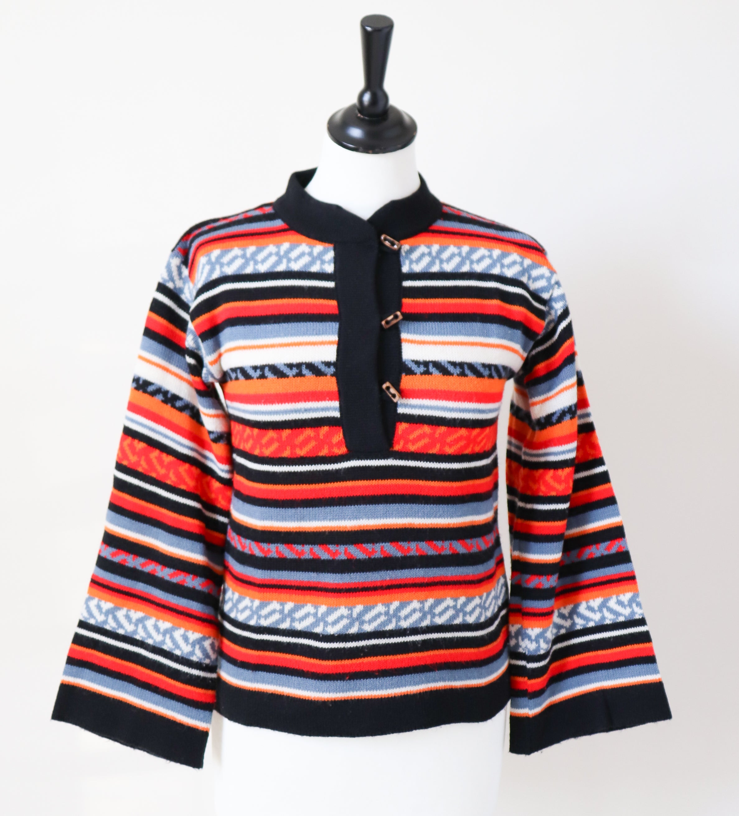 Nordic 1970s Vintage Jumper - Acrylic - Multicolours - XS / S - UK 8 / 10