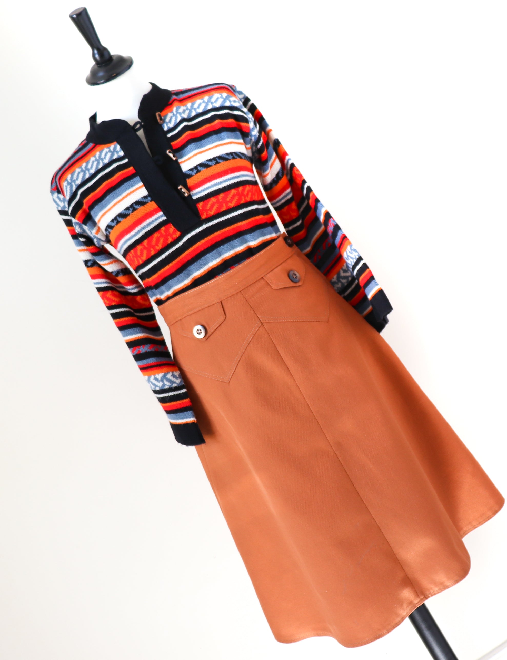 Nordic 1970s Vintage Jumper - Acrylic - Multicolours - XS / S - UK 8 / 10