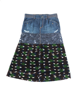 Just Cavalli Midi Skirt - Denim / Sequin / Camouflage - 42 / M / UK 12