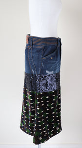 Just Cavalli Midi Skirt - Denim / Sequin / Camouflage - 42 / M / UK 12