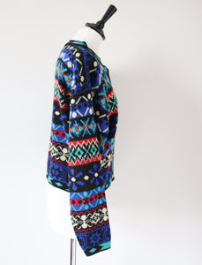 Vintage Fair Isle Cropped Cardigan - 1980s - M /  UK 12