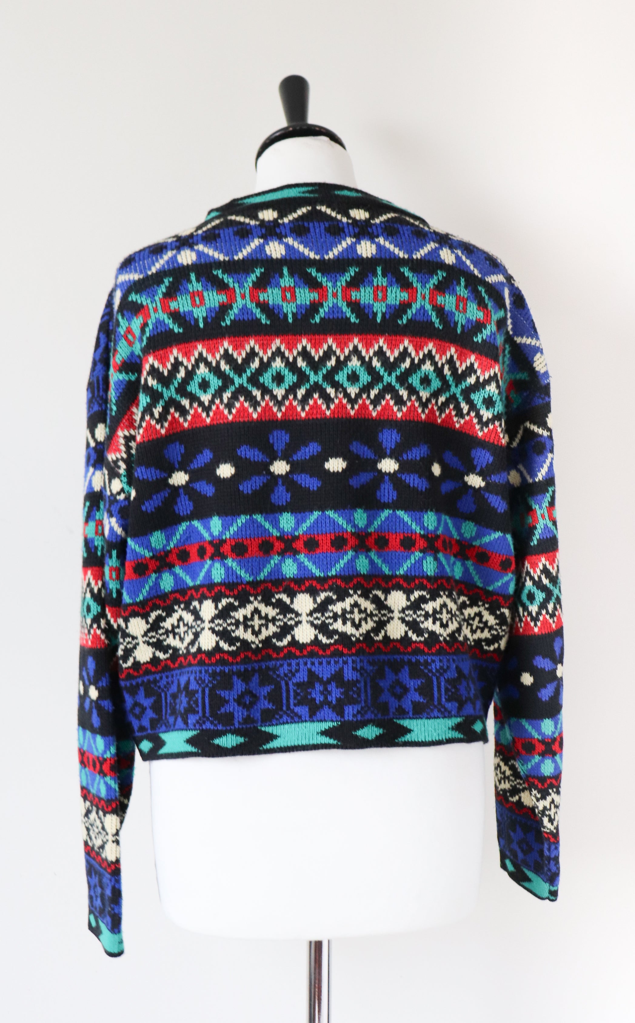 Vintage Fair Isle Cropped Cardigan - 1980s - M /  UK 12