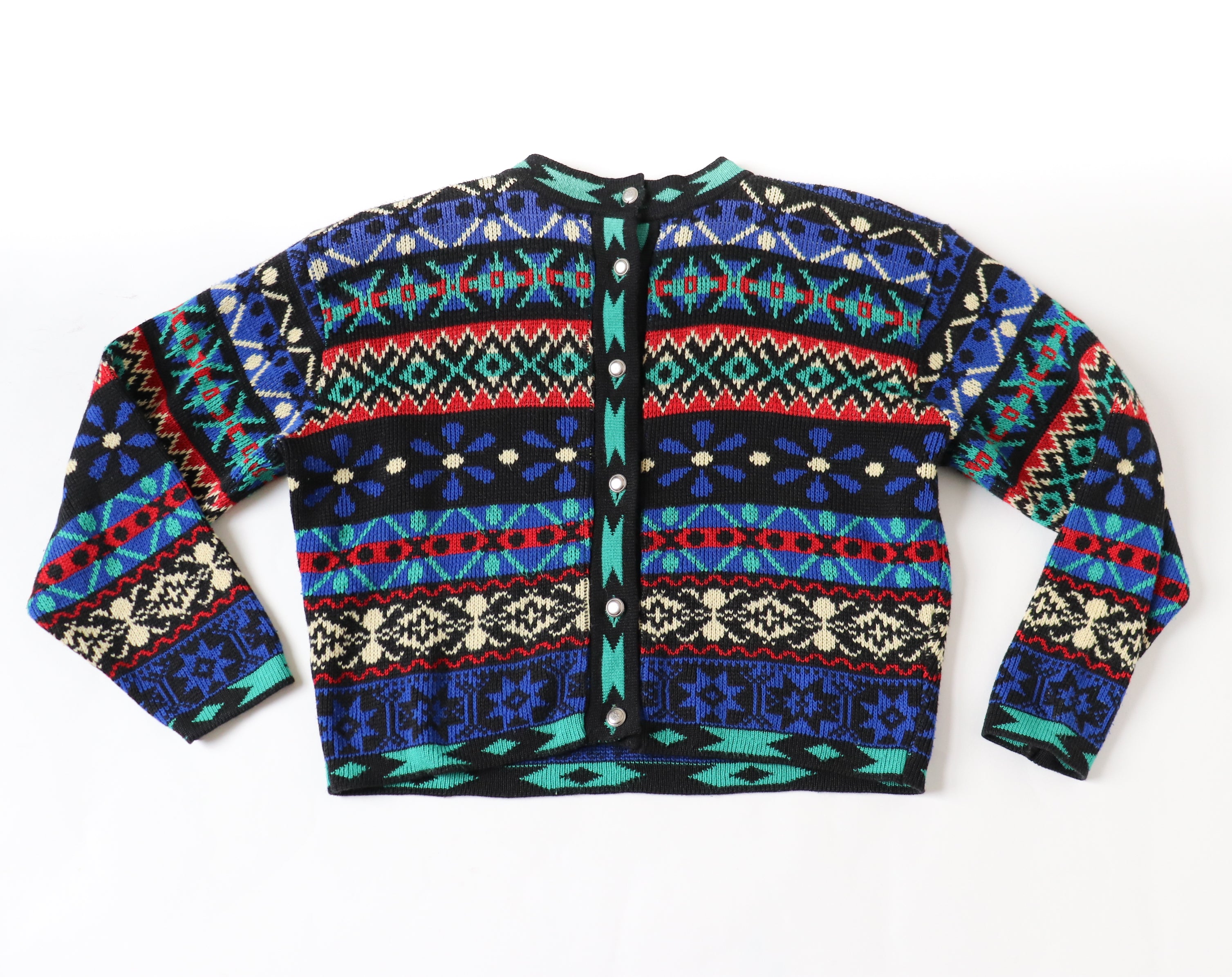 Vintage Fair Isle Cropped Cardigan - 1980s - M / UK 12