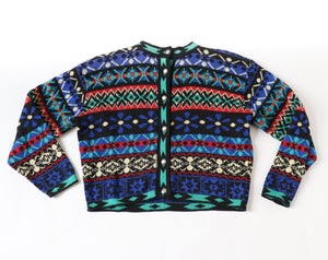 Vintage Fair Isle Cropped Cardigan - 1980s - M / UK 12
