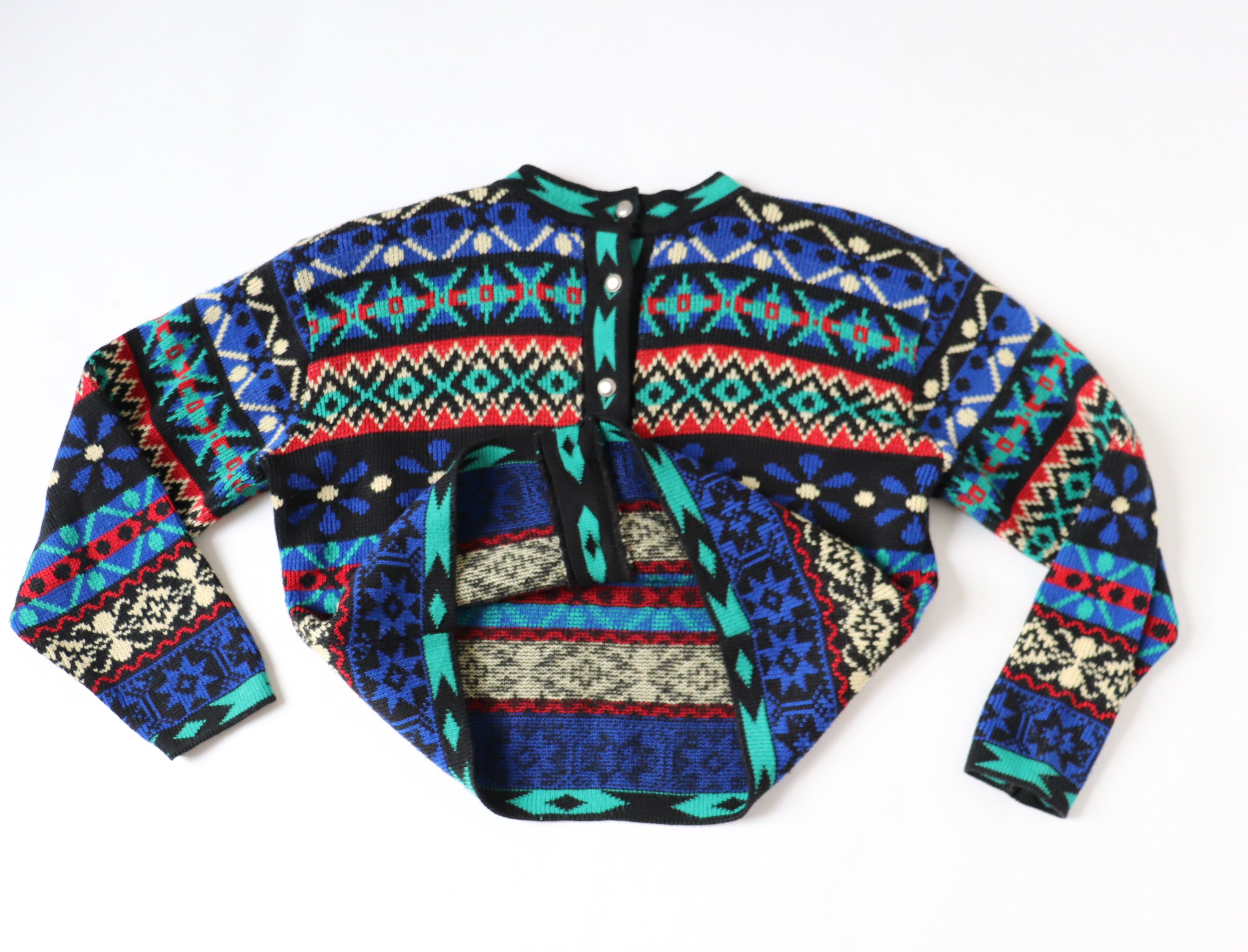 Vintage Fair Isle Cropped Cardigan - 1980s - M /  UK 12