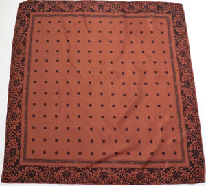 Indian Chintz Border  Silk Scarf - S Oliver - Brown -  90 x 90 - LARGE