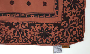Indian Chintz Border  Silk Scarf - S Oliver - Brown -  90 x 90 - LARGE