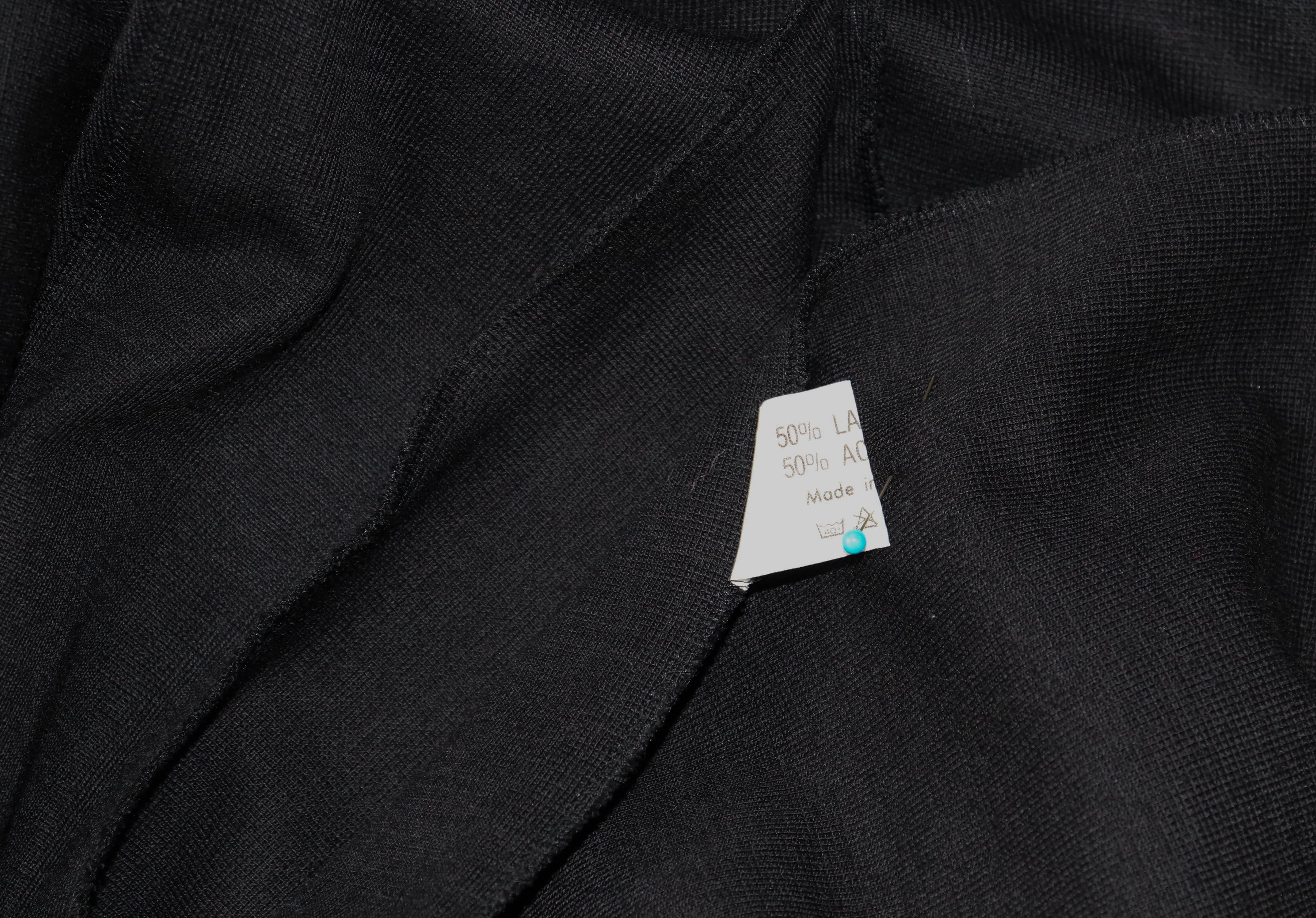 Fish Tail Black Skirt - Vintage - Button Front - Elle Erre - Wool Blend Knit - XS / UK 8