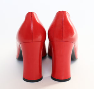 Pollini Vintage Heel Pumps - Red Leather - 1990s - 38 / UK 5