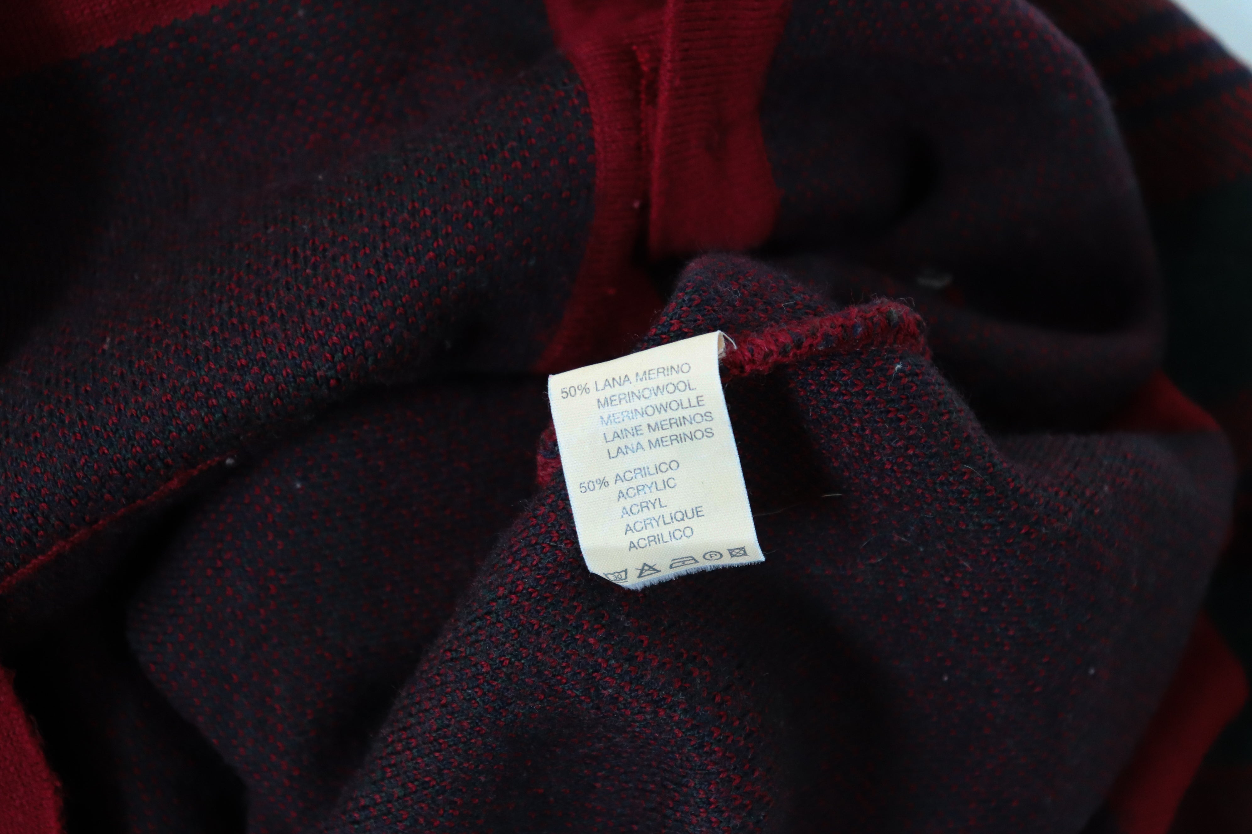 Plaid Vintage Cardigan - 1990s Burgundy / Green Wool Blend  - M / UK 12