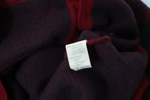 Plaid Vintage Cardigan - 1990s Burgundy / Green  Wool Blend  - M / UK 12