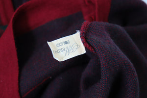 Plaid Vintage Cardigan - 1990s Burgundy / Green Wool Blend  - M / UK 12