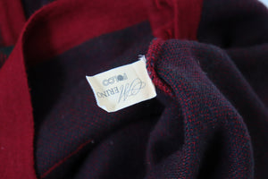 Plaid Vintage Cardigan - 1990s Burgundy / Green  Wool Blend  - M / UK 12