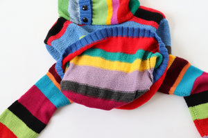 Hand Knitted  Striped Multicolour Jumper - Wool - Slim - M / UK 12
