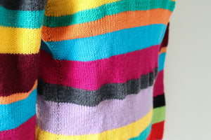 Hand Knitted  Striped Multicolour Jumper - Wool -  Slim - M / UK 12