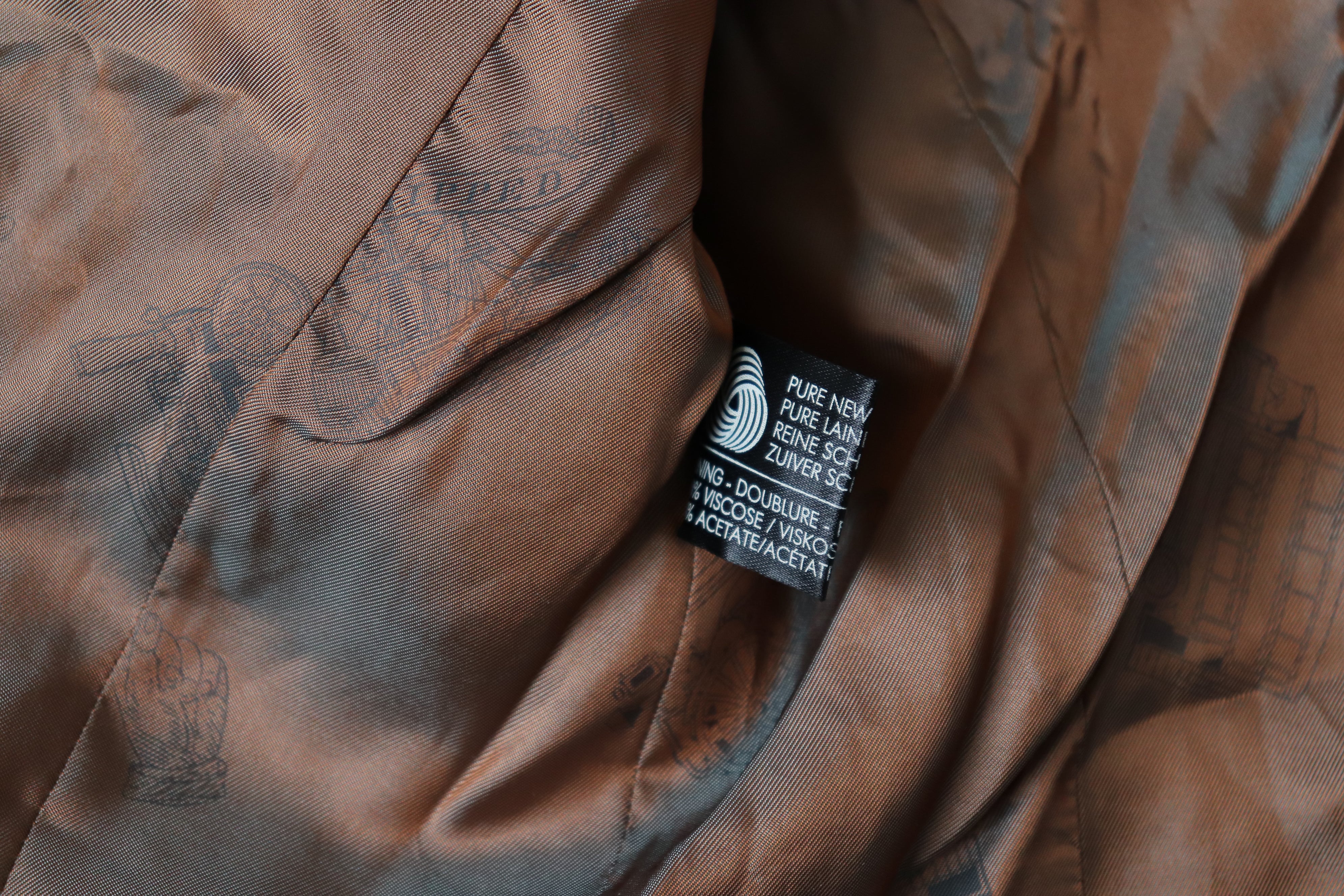 Checked Wool Blazer- Vintage - Cream / Brown Check - L / UK 14