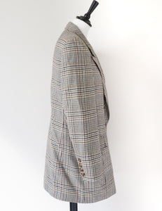 Checked Wool Blazer- Vintage - Cream / Brown Check - L / UK 14
