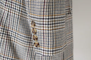 Checked Wool Blazer- Vintage - Cream / Brown Check - L / UK 14