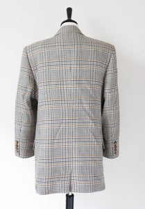 Checked Wool Blazer- Vintage - Cream / Brown Check - L / UK 14
