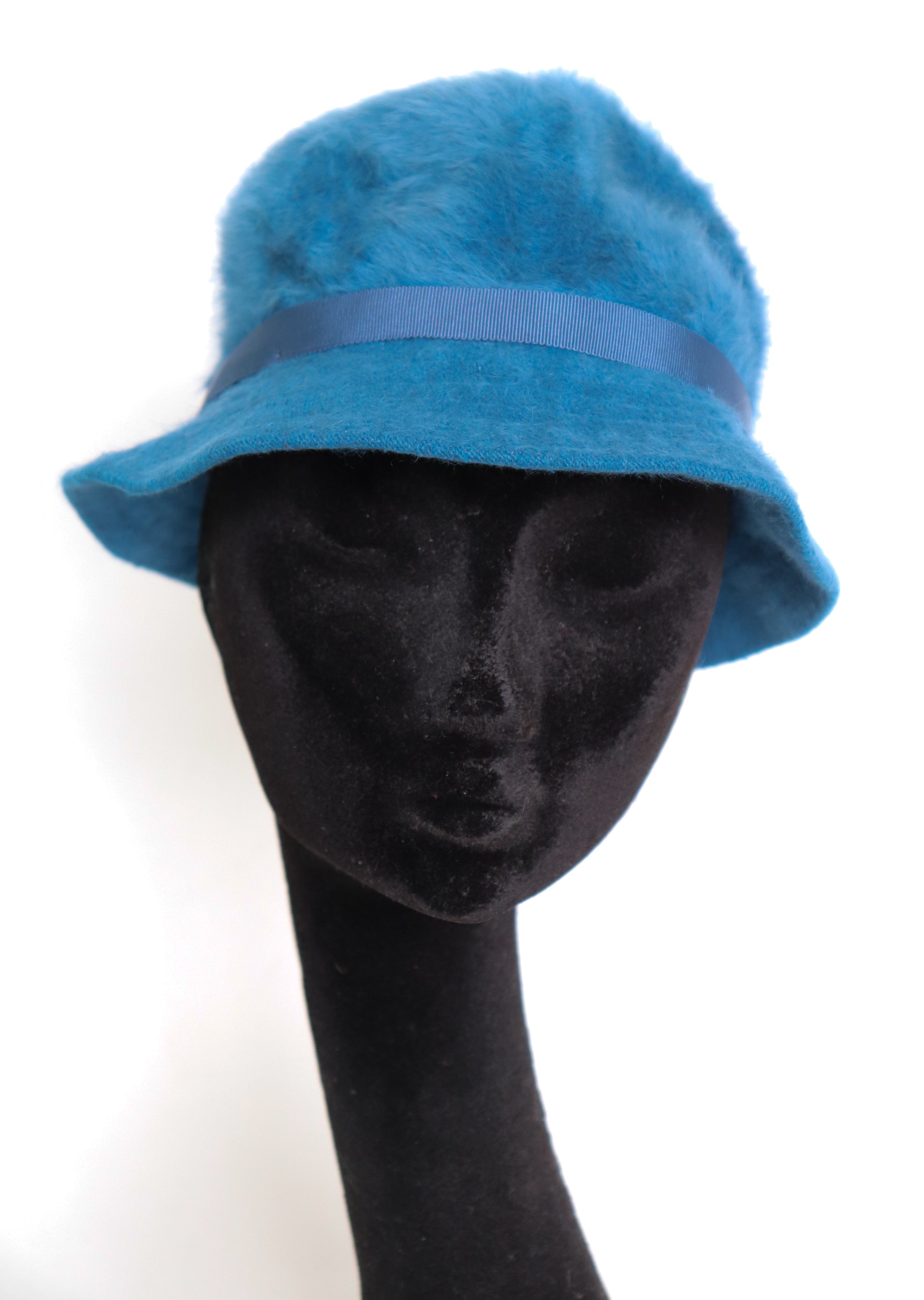 Vintage Ladies Kangol Bucket Hat - Blue Angora Fur - XXS