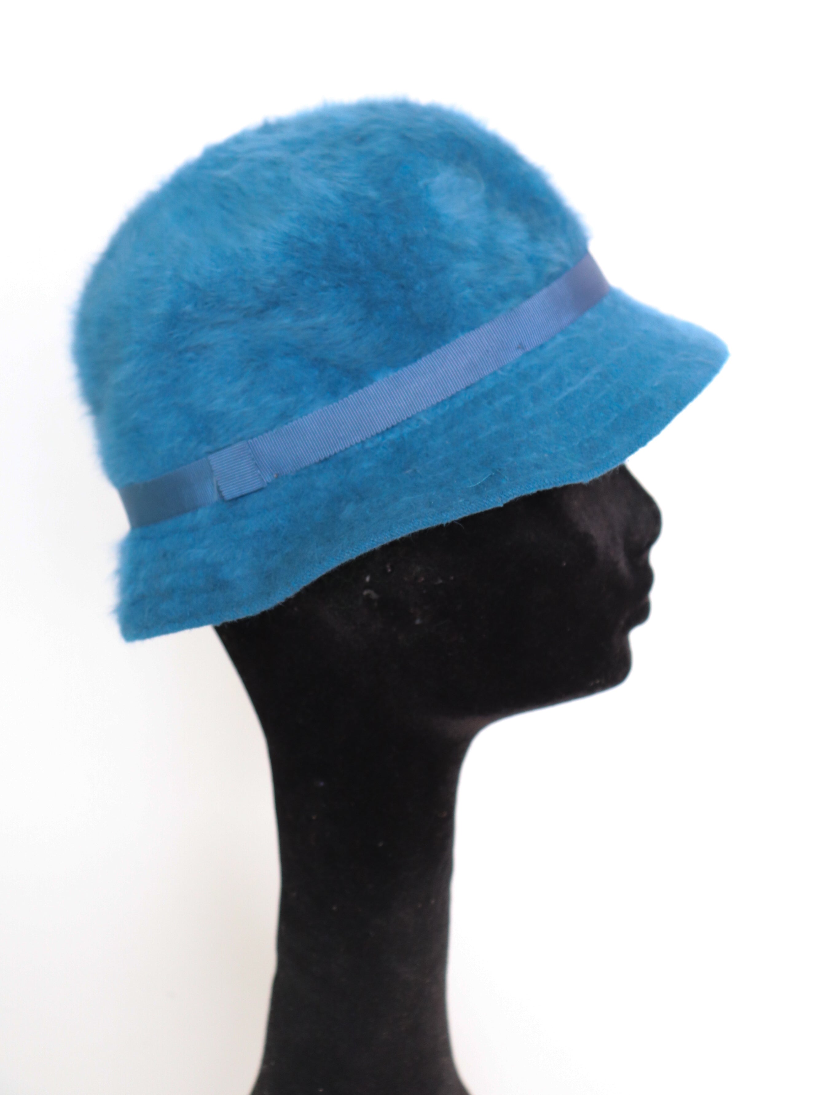 Vintage Ladies Kangol Bucket Hat - Blue Angora Fur - XXS