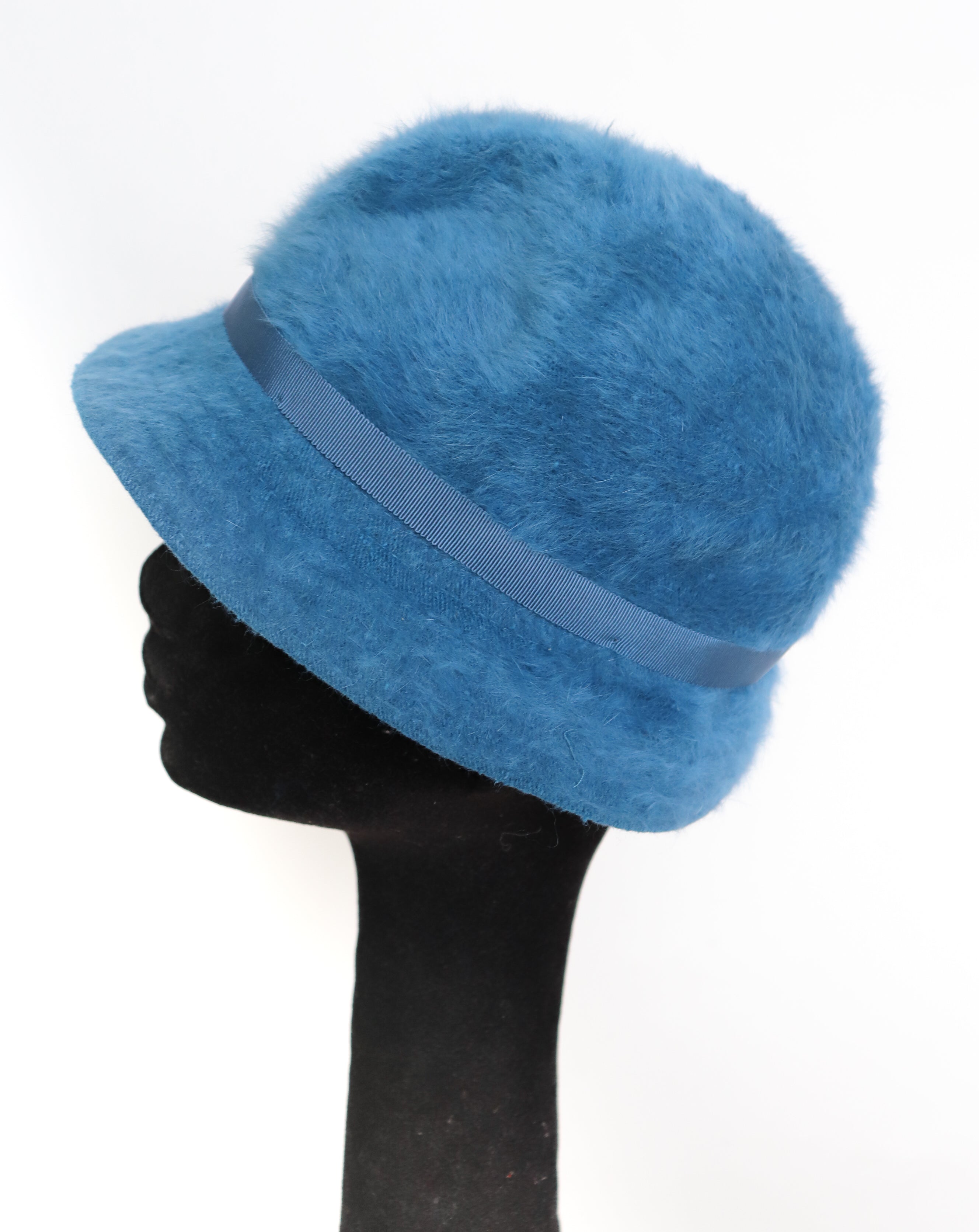 Vintage Ladies Kangol Bucket Hat - Blue Angora Fur - XXS